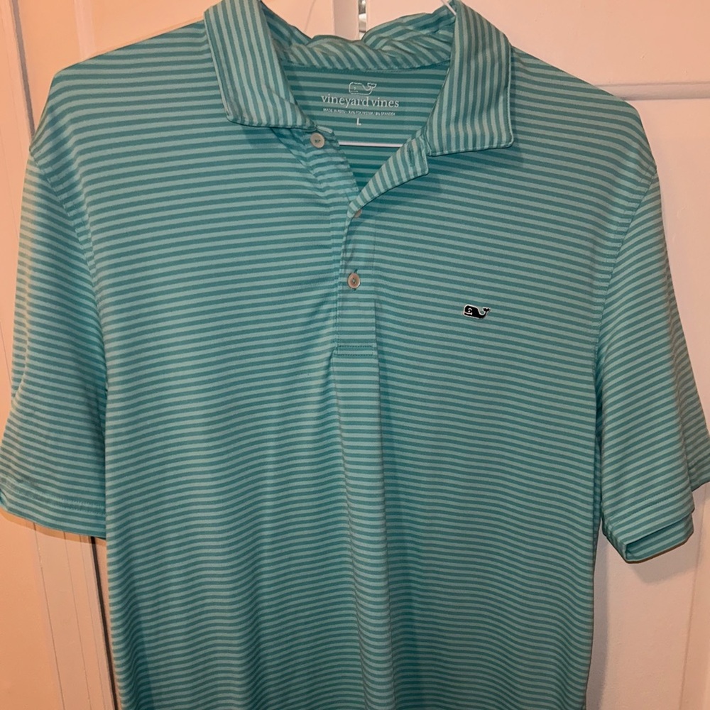 vineyard vines - blue strip polo